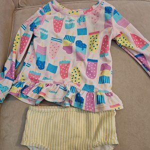 Ruffle Butts - Like New 2 piece Toddler Rashguard swimsuit - Size 3T